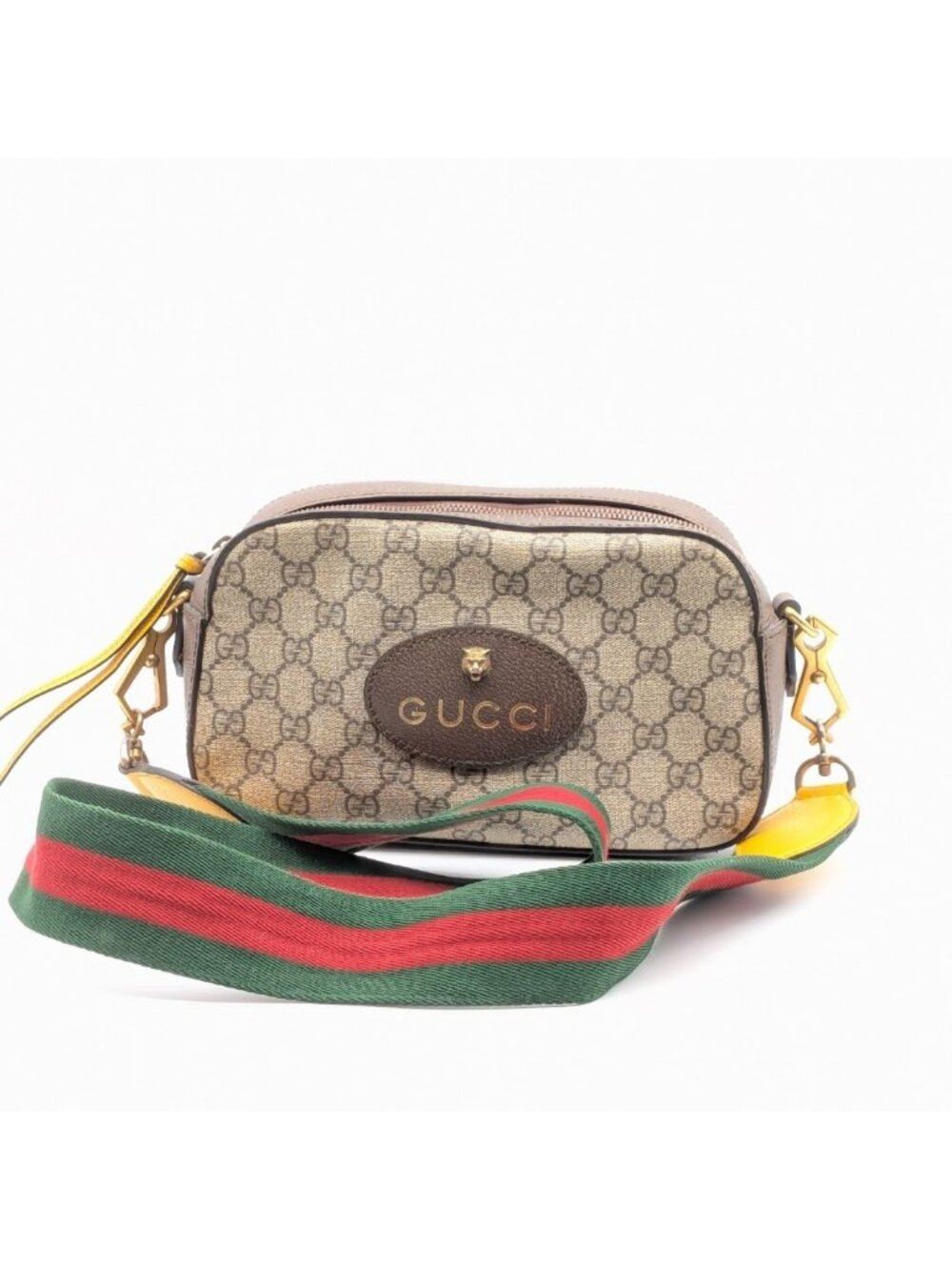 Gucci GG Supreme Sherry Line Neo Vintage Tiger Head 2-Way Shoulder Bag Clutch
